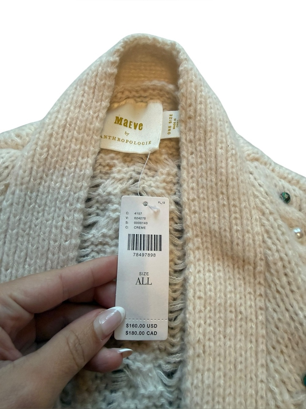 Anthropologie Embellished Cable-Knit Cardigan Sweater - Picture 5 of 13